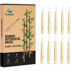 Isshah Bamboo Interdental Brushes, Between Teeth Cleaner Deep Clean Brush, 40 Count, Size 5, Large Gaps(1 Count (Pack of 40))
