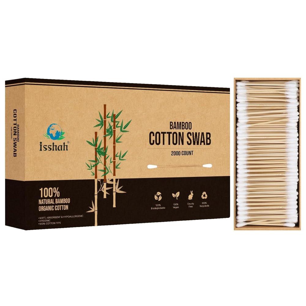 image:imageBamboo Cotton Swabs  1000 Count  Pointed amp Spiral Heads 100 Biodegradable Cotton Buds  Natural amp Sustainable Makeup Remover  Organic Cotton Heads  FSC Certified and PETA Approved2000 Count Pack of 1