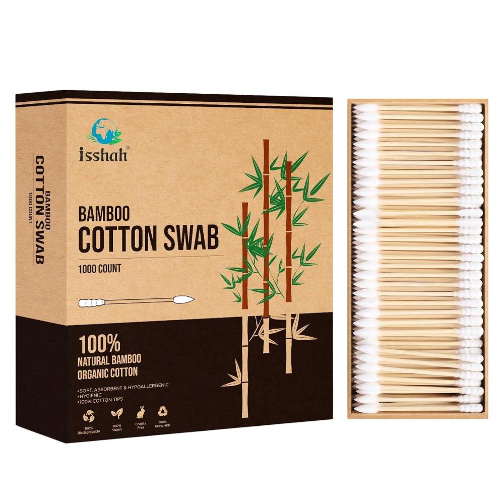 image:imageBamboo Cotton Swabs  1000 Count  Pointed amp Spiral Heads 100 Biodegradable Cotton Buds  Natural amp Sustainable Makeup Remover  Organic Cotton Heads  FSC Certified and PETA ApprovedPointed  Spiral 1000 Count