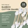 Baby Cotton Swabs – 108 Count – FSC Certified and PETA Approved, Bamboo Handle Cotton Tips, 100% Biodegradable, Gentle, Eco Friendly, Double Tips, Plastic Free Safety Baby Cotton Buds by Isshah