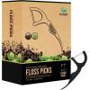 Plant Based Dental Floss Picks (300 Count) – Freshlock EcoPouch, Plant Based, Vegan, Eco Friendly, Sustainable Dental Flossers – Twin Floss (Charcoal)