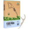 Natural Dental Floss Picks (100 Count) – Vegan, Eco Friendly, Sustainable Dental Flossers – Twin Floss (Charcoal)(Mint)