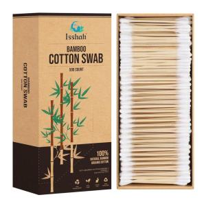 Bamboo Cotton Swabs – 500 Count – FSC Certified and PETA Approved, Eco Friendly Double Tips, Plastic Free Ear Sticks, All Natural 100% Biodegradable Organic Cotton buds by Isshah