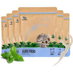 Plant Based Dental Floss Picks (300 Count) – Freshlock EcoPouch, Plant Based, Vegan, Eco Friendly, Sustainable Dental Flossers – Twin Floss (Mint)