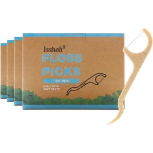 Natural Dental Floss Picks – 200 Count – PETA Approved, BPA Free, Vegan, Sustainable, Eco Friendly, Natural Dental Flossers by Isshah (Mint)(Mint)